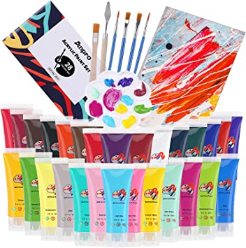 Photo 1 of 36 Piece Acrylic Paint Set, Painting Supplies Set Includes 28 color Crafts Acrylic Paints, Brushes, Palette, DIY Arts Acrylic Set for Adults & Kids,Non-Toxic Paints ,Canvas/Fabric/Rock/Glass/Ceramic
