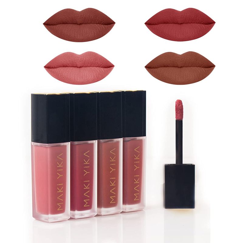 Photo 1 of Liquid Matte Lipstick Gift Set - 4Pcs Long Lasting Smudge Proof Lipstick, Pigmented Pretty Lip Color Lipgloss, Mini Lipstick Kit For Black Women And Girls 0.84Oz/25Ml --- factory sealed --- 
