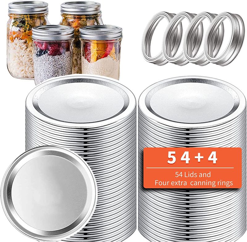 Photo 1 of AZUOXI 54-Count,Regular Mouth Canning Lids for Ball, Kerr Jars - Split-Type Metal Mason Jar Lids for Canning --- pack of 2---- factory sealed ---  
