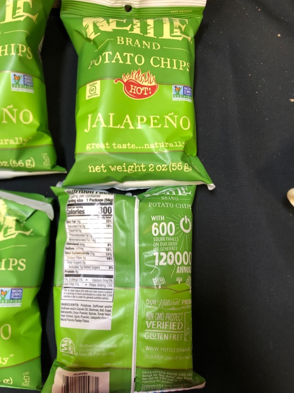 Photo 2 of Kettle Brand Potato Chips, Jalapeno Kettle Chips, Snack Bag 2 Oz (Pack of 6) BB 08-27-2022