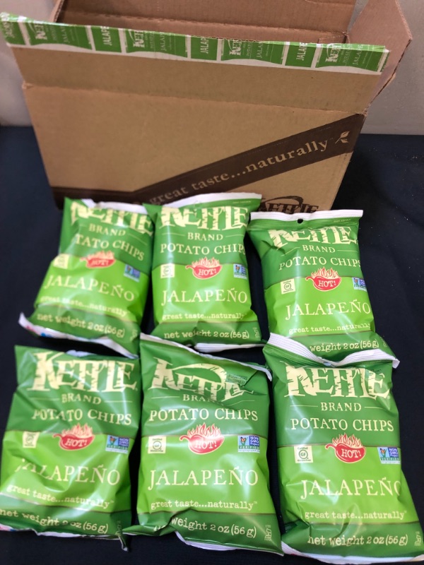 Photo 3 of Kettle Brand Potato Chips, Jalapeno Kettle Chips, Snack Bag 2 Oz (Pack of 6) BB 08-27-2022