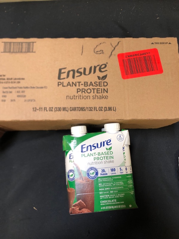 Photo 3 of  Ensure Plant-Based Protein Shake - Chocolate - 12 ct/ 44 fl oz BB 08-01-2023