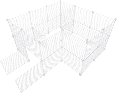 Photo 1 of Tespo Pet Playpen Small Animal Cage Indoor Portable Metal Wire for Small Animals Guinea Pig Rabbit Cage Fence Tent 15 x 12 Inch White
