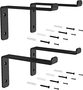 Photo 1 of skysen 9.25" Floating Shelf Bracket, Set of 4pcs- Heavy Duty- Wall Mounted- 1/4" Thickness- Matt Black(Shelf Bracket-9.25") NO WOOD SHELVES INCLUDED
