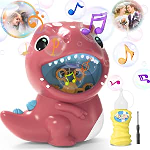 Photo 1 of Dinosaur Bubble Machine for Kids Outdoor Automatic Bubble Maker for Toddlers with Music and Light Eyes