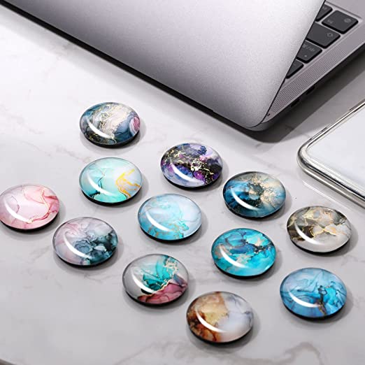 Photo 1 of 24 Pieces Refrigerator Magnets Colorful Round Glass Marbling Fridge Magnet Pack for Magnetic Office Cabinet and Whiteboards (Fresh Style)
