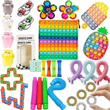 Photo 1 of 30Pcs Cheap Fidget Toy Pack, Fidget Packs Set, Fidget Toys Pack for Kids Adults, Fidget Box with Push Pop Bubble
