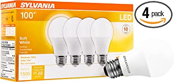 Photo 1 of SYLVANIA LED A19 Light Bulb, 100W = 14W, Non-Dimmable, Frosted Finish, 1500 Lumens, 2700K, Soft White - 4 Pack (78101)
