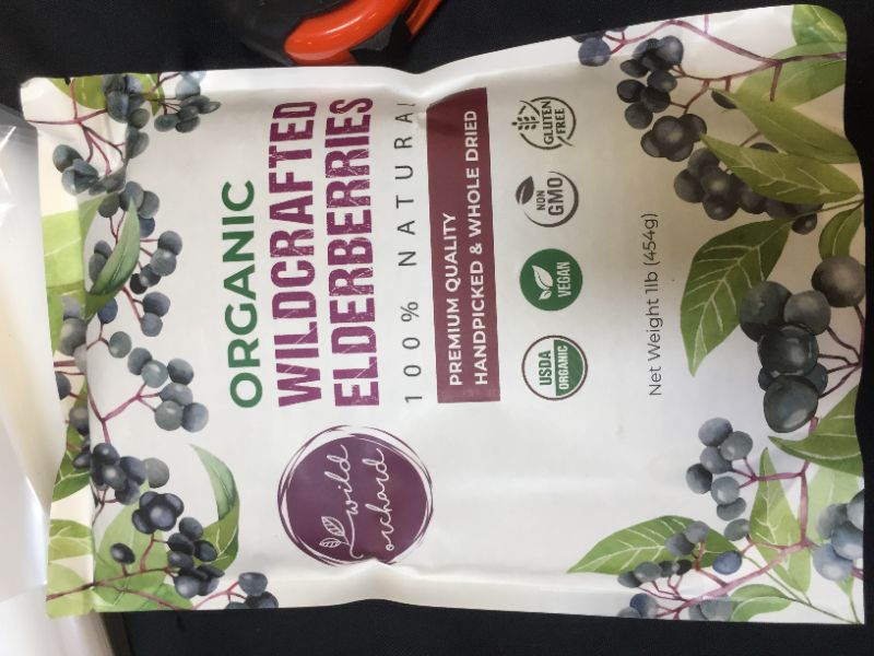 Photo 2 of 100% USDA Certified Organic Whole Dried Elderberries (Sambucus Nigra) | 1lb bag | BB10/22