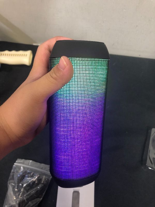 Photo 2 of CLEVER BRIGHT Portable Wireless Bluetooth Speakers 7 LED Lights Patterns Wireless Speaker V5.0 Hi-Fi Bass Powerful Sound Built-in Microphone, HandsFree, Audio-Auxiliary,Best Gifts Bluetooth Speaker
