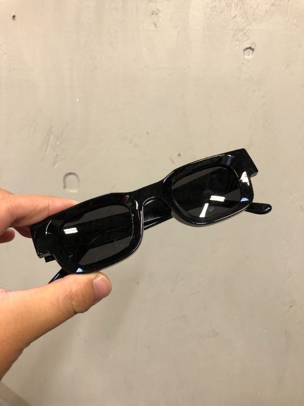 Photo 2 of GLEYEMOR Polarized Rectangle Sunglasses for Men Women Chunky Square Thick Frame Glasses (Black/Grey)

