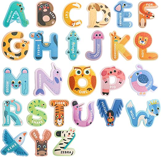Photo 1 of USATDD Jumbo Magnetic Letters Colorful ABC Alphabet Animal Shape Toys Large Uppercase Refrigerator Fridge Magnets Preschool Educational Toy Set Learning Spelling Game for 3 4 5 Year Old Toddler Kids
