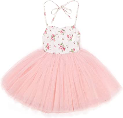 Photo 1 of Flofallzique Summer Baby Girls Dress Floral Tulle Wedding Birthday Toddler Tea Party Tutu
