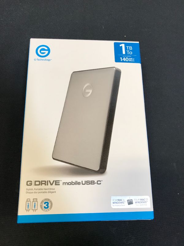 Photo 2 of G-Technology 1TB G-DRIVE Mobile USB-C (USB 3.1) Portable External Hard Drive, Space Gray - 0G10265
