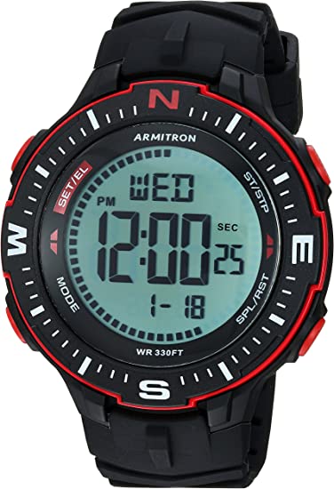 Photo 1 of Armitron Sport Men's 40/8391BRD Red Accented Digital Chronograph Black Silicone Strap Watch --- SEALED 
