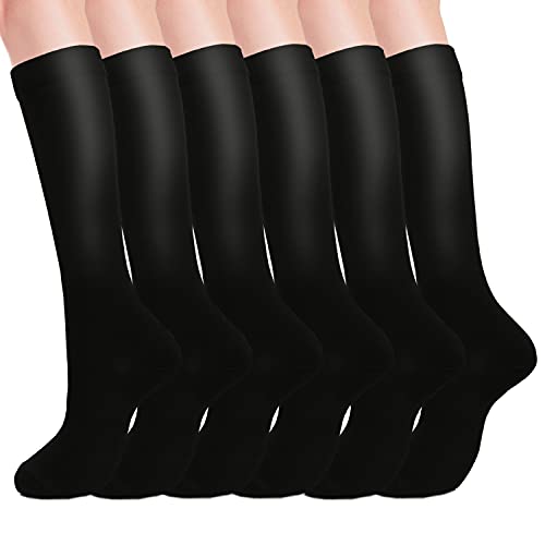Photo 1 of 6 Pairs Compression Socks for Women & Men Circulation 20-30 MmHg Support for Medical, Running, Cycling, Hiking, Flight Travel (S/M, Model 06)
