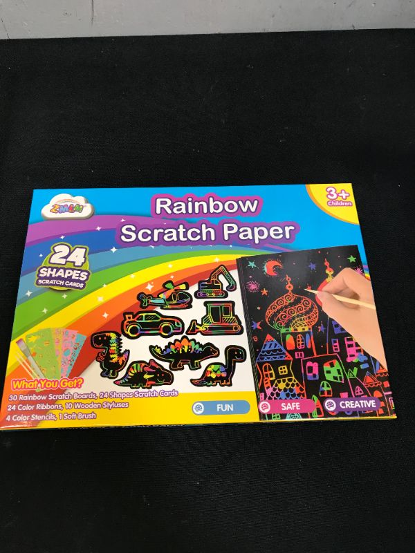 Photo 2 of ZMLM Scratch Paper Art Boy: Magic Craft Rainbow Paper Drawing Kit Black Scratch Off Pad Sheet Toddler Preschool Toy for 3-10 Age Kid Holiday|Party Favor|Birthday|Children's Day Gift
