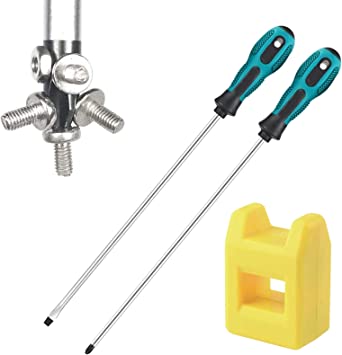 Photo 1 of BKGOOSHH Slotted and Phillips Screwdriver, 12" Long Cross-head Screwdriver & Flat Blade Screwdriver, 2 Packs Magnetic Screwdriver with Rubber Handle
