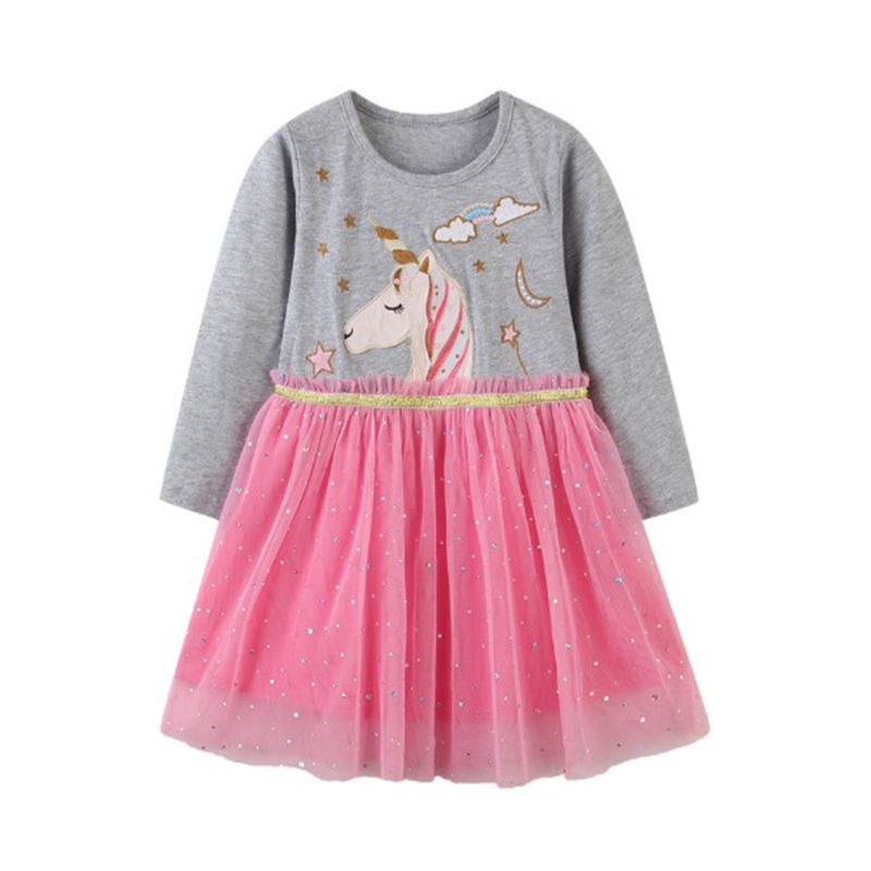 Photo 1 of MUD KINGDOM LITTLE GIRL DRESS UNICORN GREY ---- SIZE 2T