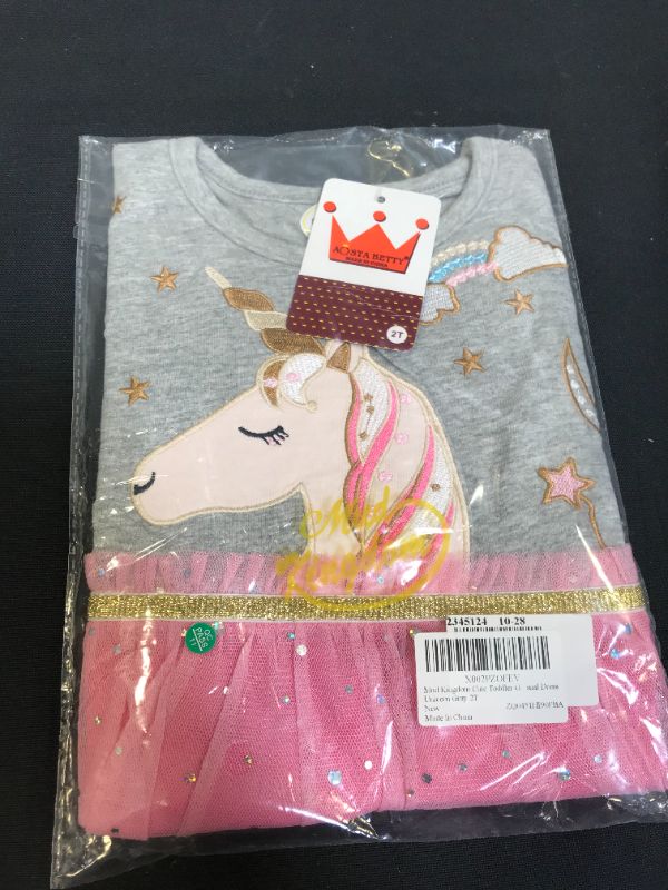 Photo 2 of MUD KINGDOM LITTLE GIRL DRESS UNICORN GREY ---- SIZE 2T