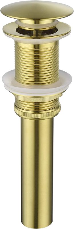 Photo 1 of BESTILL Bathroom Vessel Sink Drain Stopper, Push Pop Up Drain Without Overflow, Brushed Gold
