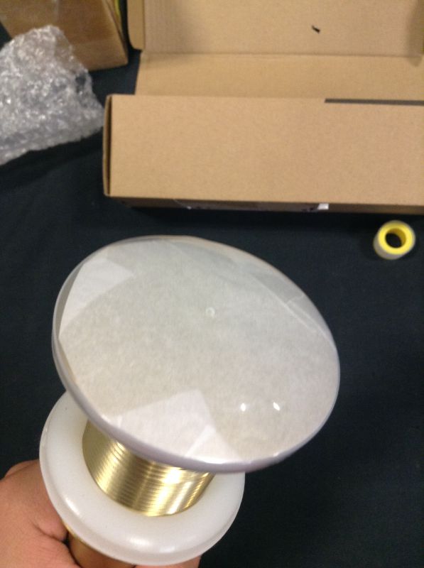 Photo 2 of BESTILL Bathroom Vessel Sink Drain Stopper, Push Pop Up Drain Without Overflow, Brushed Gold
