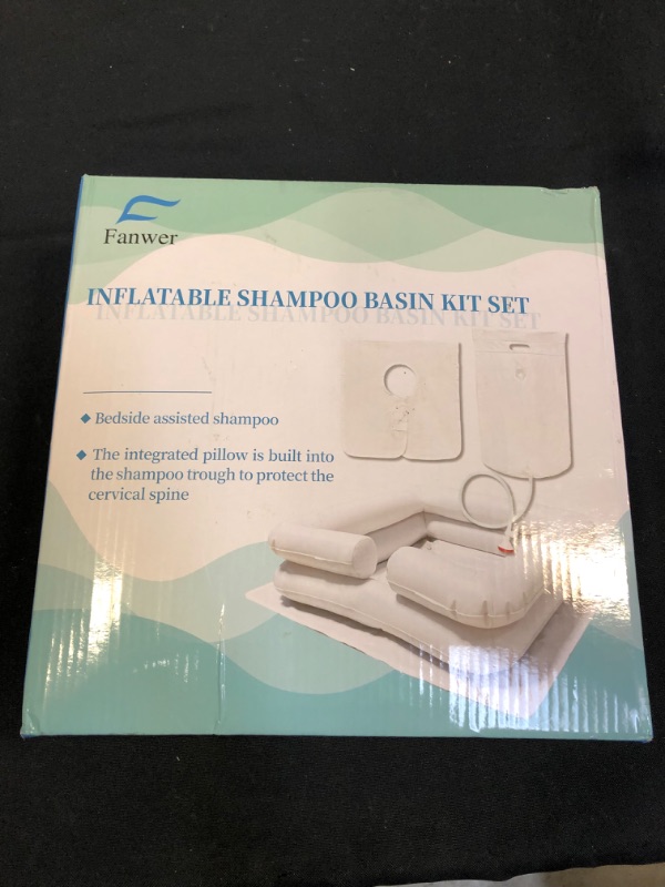 Photo 1 of Inflatable Bedside Shampoo Basin Kit with Water Bag, Shower, Shawl, Cushion, Air Pump for Disabled& Elderly Bed Easy, Pregnancy, Bedridden Or Post-Surgical Patient, Bed-Confined Patient