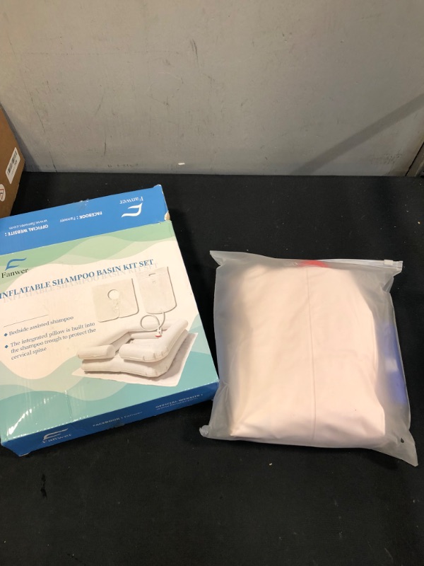 Inflatable Bedside Shampoo Basin Kit with Water Bag, Shower, Shawl