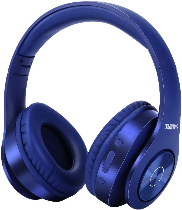 Photo 1 of Bluetooth Headphones Wireless,TUINYO Over Ear Stereo Wireless Headset 40H Playtime with deep bass, Soft Memory-Protein Earmuffs, Built-in Mic Wired Mode PC/Cell Phones/TV-Dark Blue