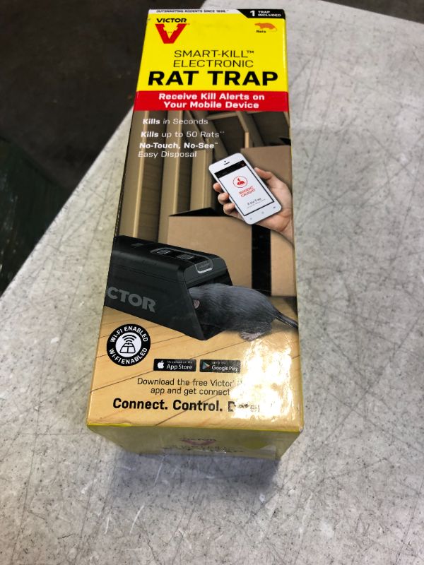 Photo 3 of Victor M2 Smart-Kill Wi-Fi Enabled Indoor Electronic Rat Trap - 1 Trap,Black
needs batteries
