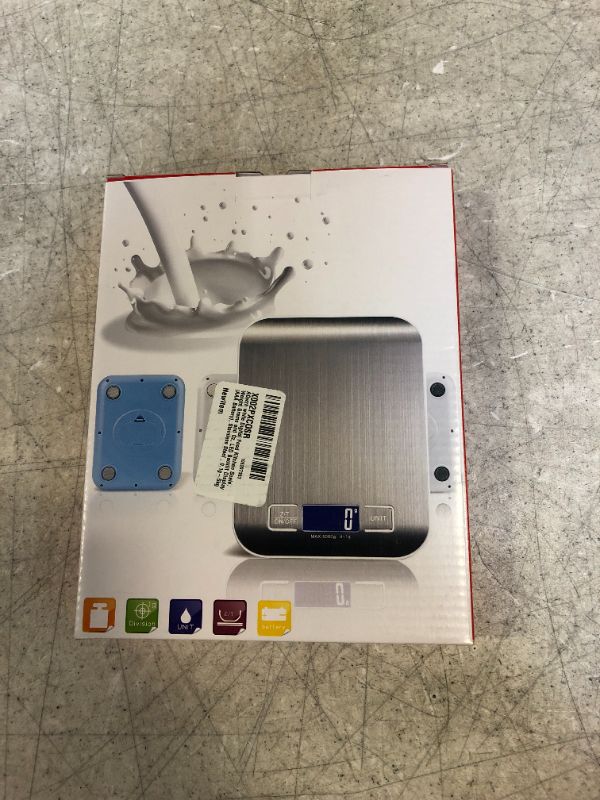 Photo 2 of AQwzh white Digital Food Kitchen Scale, Weight Grams and Oz, LED Backlit Display (AAA Battery), Stainless Steel…, 0.1g-5kg
