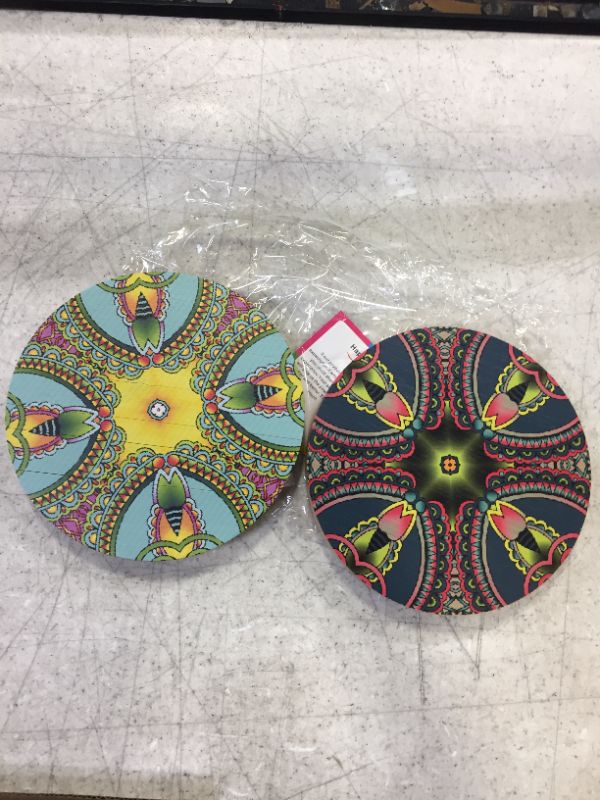 Photo 2 of Bamboo Coasters, Heat Resistant Non-Slip Coasters for Drinks, 2 Sets (Dark Green and Mandala Green) (3 BOXES, 6 TOTAL)
