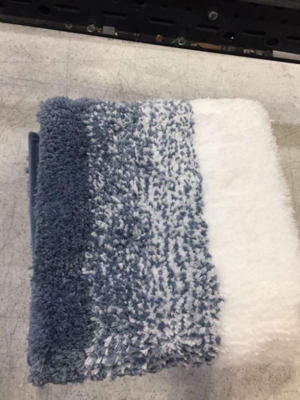 Photo 2 of Bath Rug 20" x 32", Non-Slip Fluffy Microfiber Machine Washable Quick-Drying Shaggy Shower Rug for Tub, Shower and Bathroom, Blue
