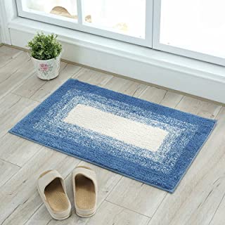 Photo 1 of Bath Rug 20" x 32", Non-Slip Fluffy Microfiber Machine Washable Quick-Drying Shaggy Shower Rug for Tub, Shower and Bathroom, Blue
