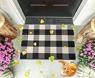 Photo 1 of Buffalo Plaid Area Rug by SGallerie - Black and White Washable Woven Area Rug - Indoor/Outdoor Decor - Decorative for Entryway, Patio, Kitchen, Bedroom, Bathroom and Dining Room 23.6" x 35.4"
