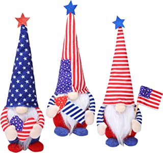 Photo 1 of Charniol 3 Piece Patriotic Gnome Figurine for 4th of July Handmade Tomte Decoration (Pointed Hat)
