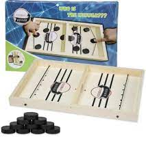 Photo 1 of Large Puck Game, Winning Foosball Table Game, Wooden Hockey Table Game, Fast-Paced Slingshot Game Board, Fast Slingshot Table, Battle Speed ??Rope Puck Game for Kids, Adults and Family Parties , big size
