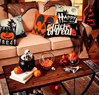 Photo 1 of Halloween Throw Pillow Cover 18"x18" Decorative Sofa Throw Pillow Case Indoor Outdoor Decor Cotton Linen Zipper Home Bedroom Festival Party Black Pumpkin
