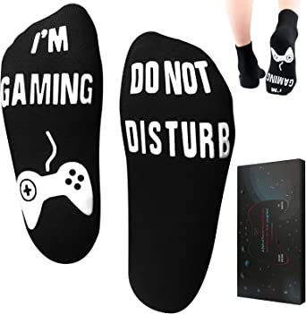 Photo 1 of Do Not Disturb I'm Gaming Socks, Gifts for Teenage Boys, Gaming Socks Novelty Birthday Gifts Ideas for Teen Boys Mens Sons ( 2 pack ) OSFM 