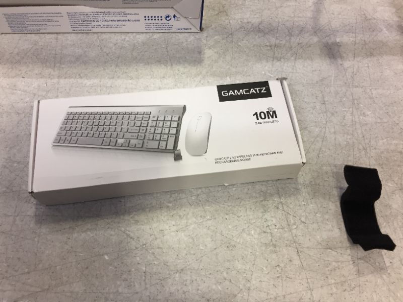 Photo 3 of Wireless Keyboard and Mouse Combo, Gamcatz Ultra Thin Full Size Keyboard with Number Pad and Rechargeable Slient Click Mouse for Mac iMac MacBook Air PC Laptop Tablet Computer Windows-Silver White
