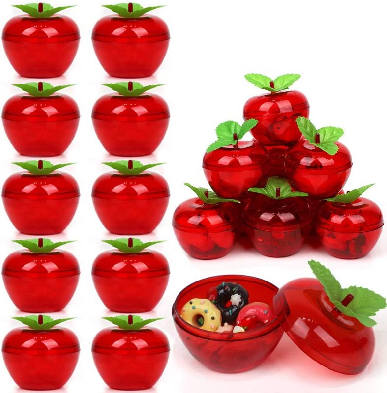 Photo 1 of 20 Pack Apple Container Christmas Wedding Party Toy Filled Plastic Bobbing Apples Christmas Tree Xmas Decorations Baubles Party Wedding Fruit Ornament Teacher Supplies Favors for Kids
