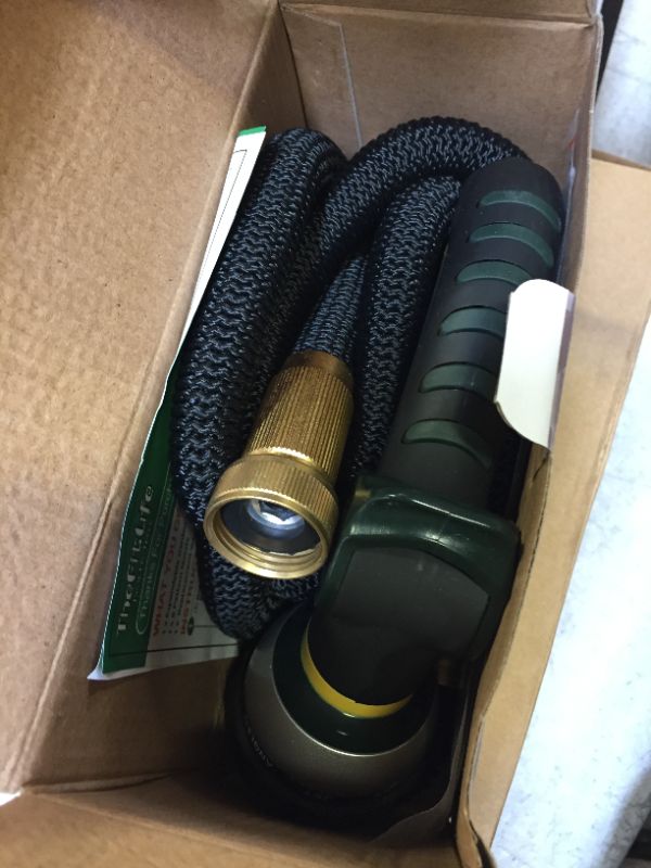 Photo 2 of 25FT Expandable Garden Hose with 8 Function Nozzle No Kink Flexible bility Extra Strength with 3/4 Inch Solid Brass Fittings & Double Latex Core Rot Crack Leak Resistant Soaker Hose
