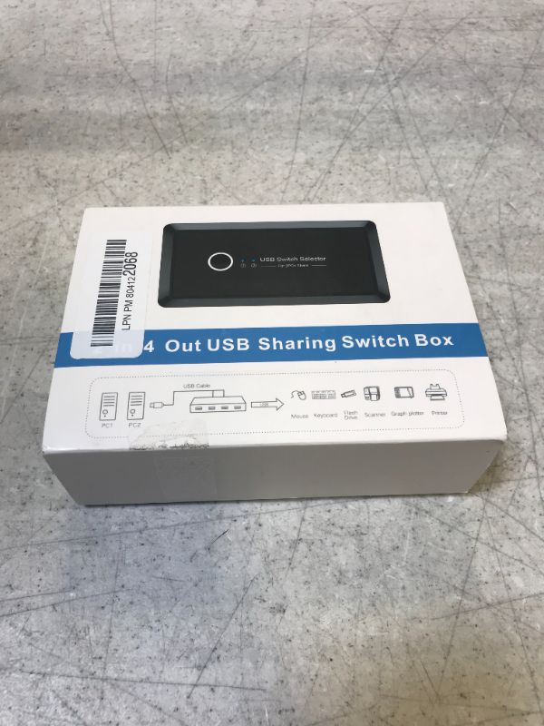Photo 2 of Xqjtech USB2.0 2 in 4 Out USB 2.0 Sharing Switch Box KVM Switch Box Switcher 2 Port PCs Sharing 4 Devices for Keyboard Mouse Printer Monitor with 2 USB 2.0 Cable
