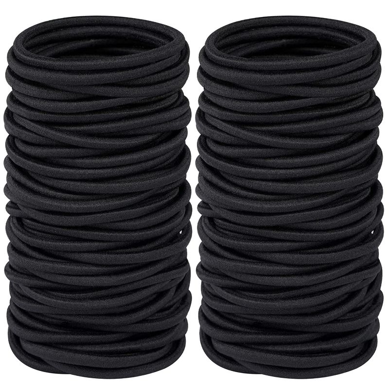 Photo 1 of 150 Pcs Elastic Hair Ties for Thick Heavy and Curly Hair, Hair Bands for Women's Hair Black Ponytail Holders Bulk (4mm?
2pack