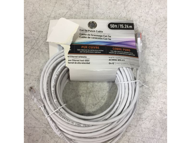 Photo 2 of Legrand - On-Q CAT 5e Patch Cable, 10Gbps Ethernet Speed, Computer Networking Cord/Data Cable, 50-foot, AC3550WHV1
