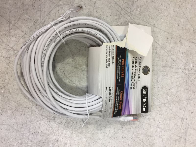 Photo 2 of Legrand - On-Q CAT 5e Patch Cable, 10Gbps Ethernet Speed, Computer Networking Cord/Data Cable, 50-foot, AC3550WHV1
