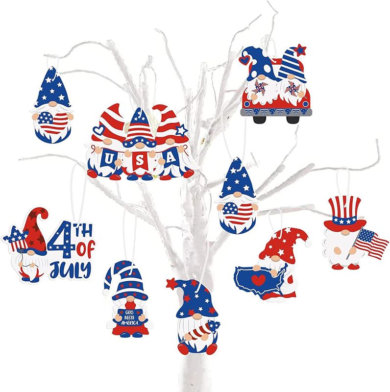 Photo 1 of 4th of July Gnomes Hanging Ornaments (8 Shape Designs), Independence Day Tree Ornaments Patriotic Holiday Party Hanging Decorations Fourth of July Gifts Ideas 24pcs
