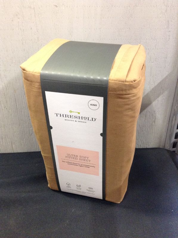 Photo 2 of 300 Thread Count Ultra Soft Fitted Sheet - Threshold, King Size, Brown