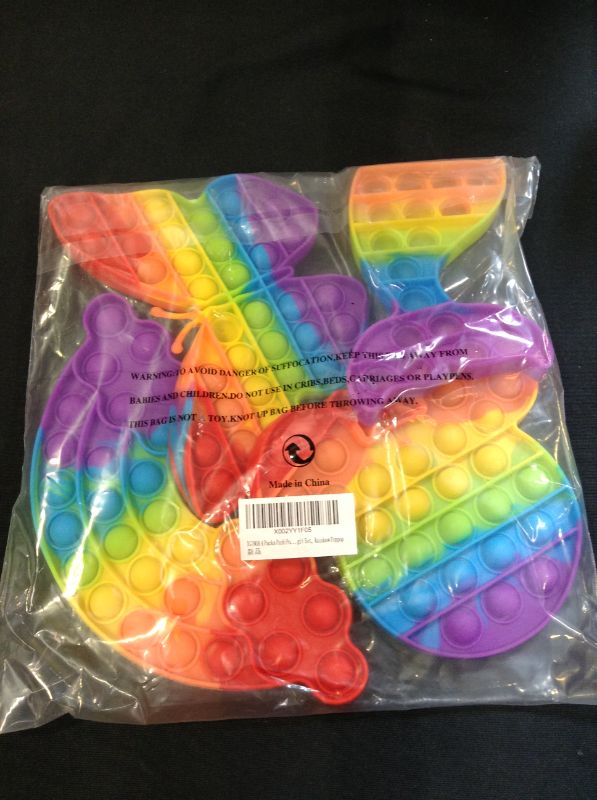 Photo 2 of 4 Packs Pop Poop Toy, Mouse Mermaid Butterfly Sensory Anxiety Stress Relief Satisfying ADHD Cheap Bubble Popper Po Set, Rainbow Poppop
