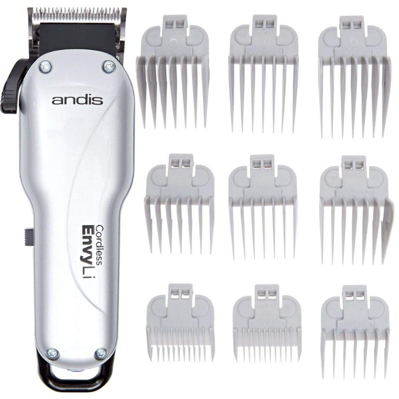 Photo 1 of Andis 73000 Envy Cordless Lithium Ion Adjustable Blade Clipper, Grey, 15 Piece Set
